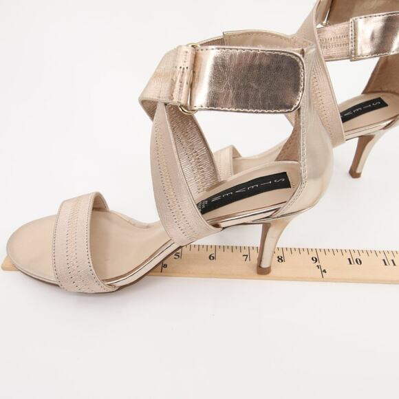 Steven by Steve Madden Vaale Dress Sandals Heels Wrap Gold Leather Upper Strappy - Picture 8 of 14